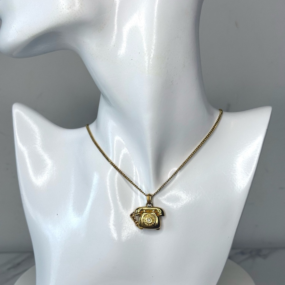 GIVENCHY Gold Telephone Pendant Necklace